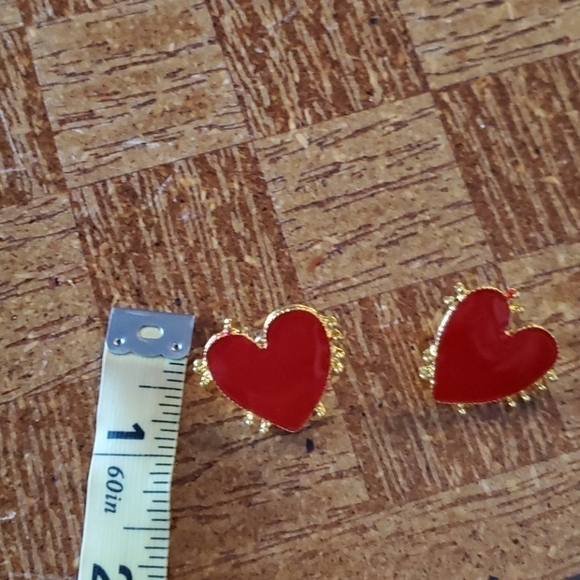 Boho Fashion Red Heart Stud Earrings jewelry - Picture 6 of 7